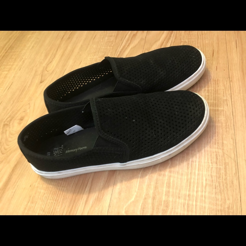 Black Memory Foam Slip On Shoes